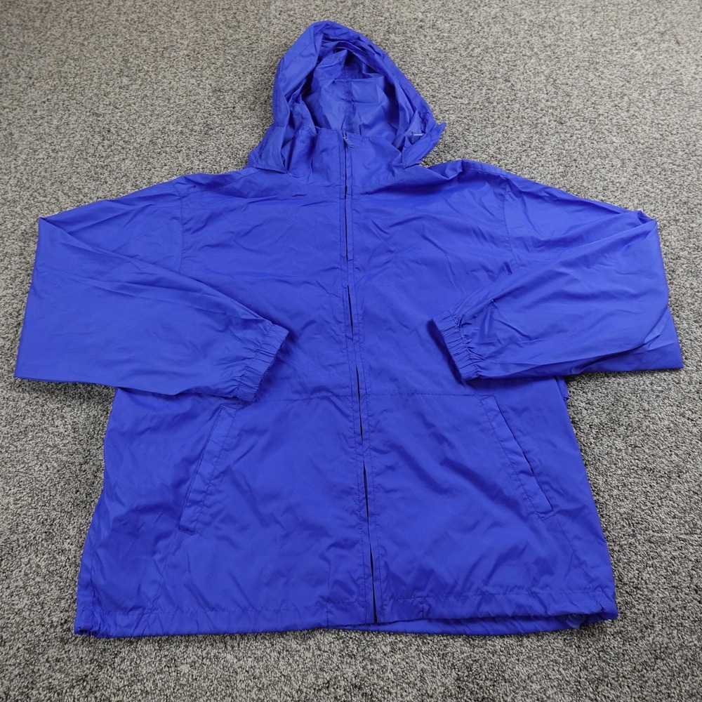 VTG Eddie Bauer Jacket Mens Large Blue EBTEK Nylon Hooded Windbreaker Coat 90s